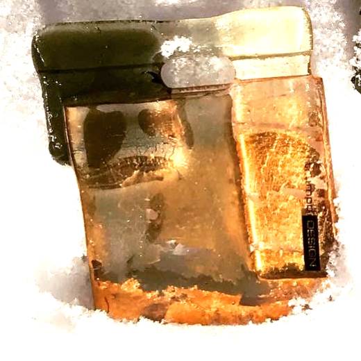 Schmuckanhänger 1 aus Glas, vergoldet mit Lederband